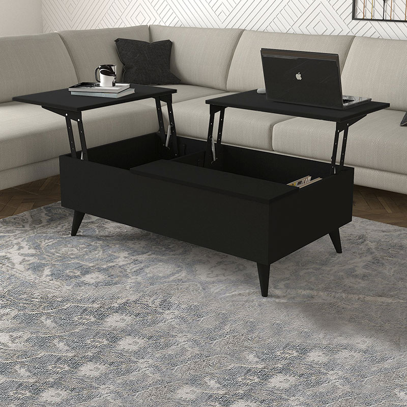 Τραπεζάκι σαλονιού με σερβιτόρο χρώμα μαύρο 3