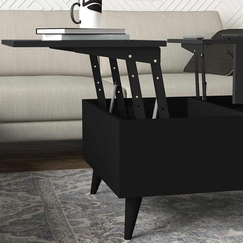 Τραπεζάκι σαλονιού με σερβιτόρο χρώμα μαύρο 4