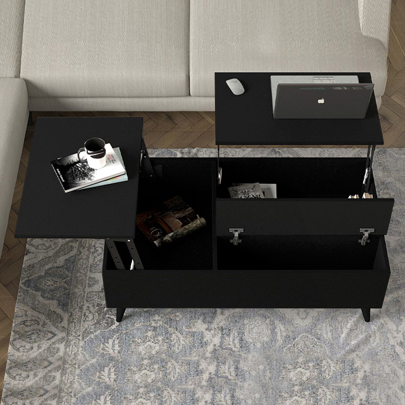 Τραπεζάκι σαλονιού με σερβιτόρο χρώμα μαύρο 5