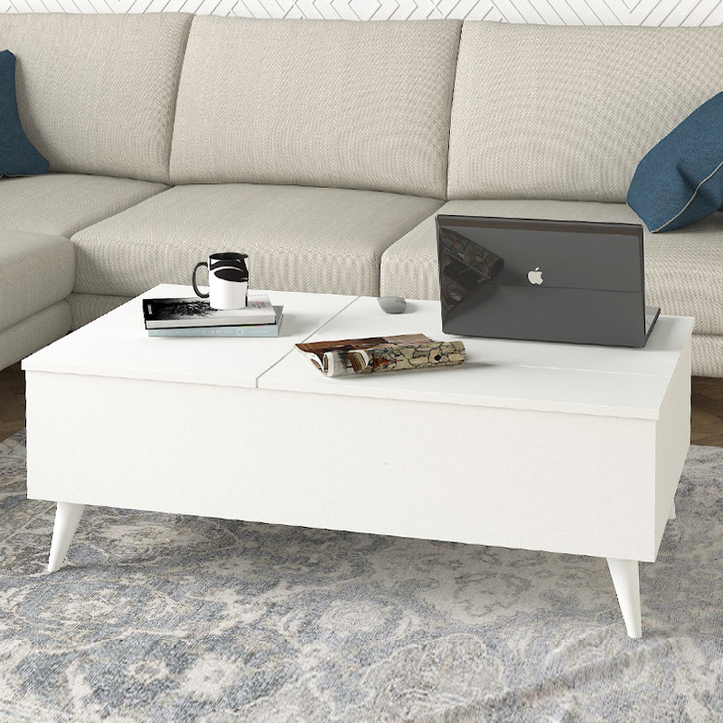 Τραπεζάκι σαλονιού με σερβιτόρο χρώμα λευκό 2