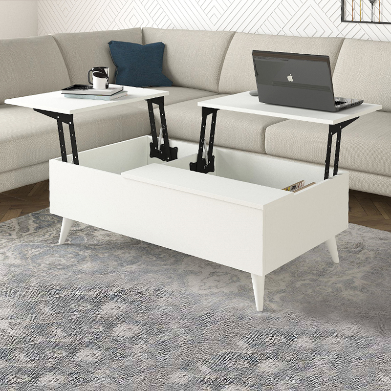 Τραπεζάκι σαλονιού με σερβιτόρο χρώμα λευκό 3