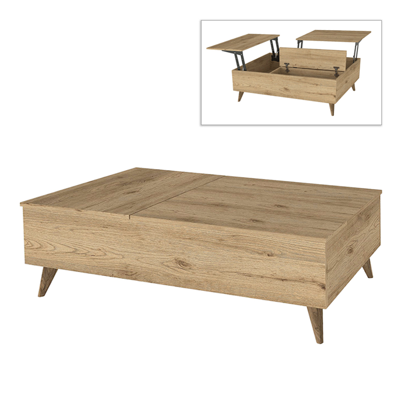 Τραπεζάκι σαλονιού με σερβιτόρο χρώμα oak