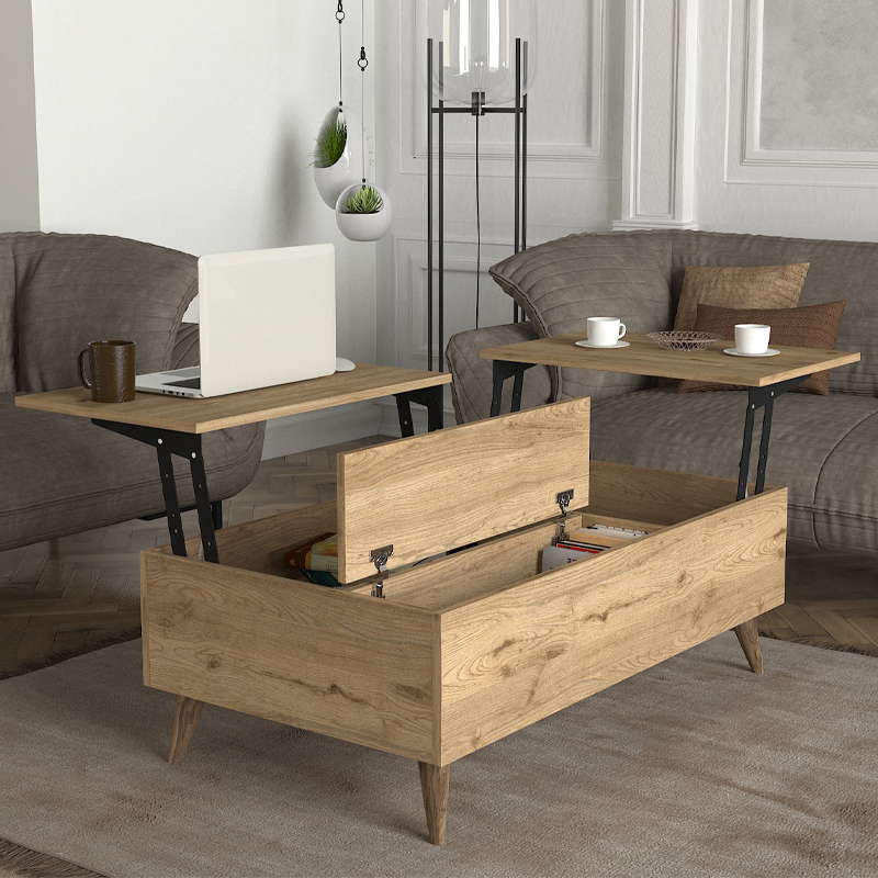 Τραπεζάκι σαλονιού με σερβιτόρο χρώμα oak 3