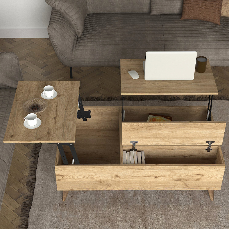 Τραπεζάκι σαλονιού με σερβιτόρο χρώμα oak 4