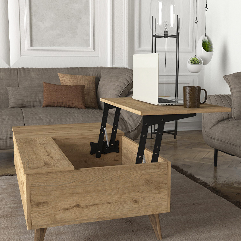 Τραπεζάκι σαλονιού με σερβιτόρο χρώμα oak 5