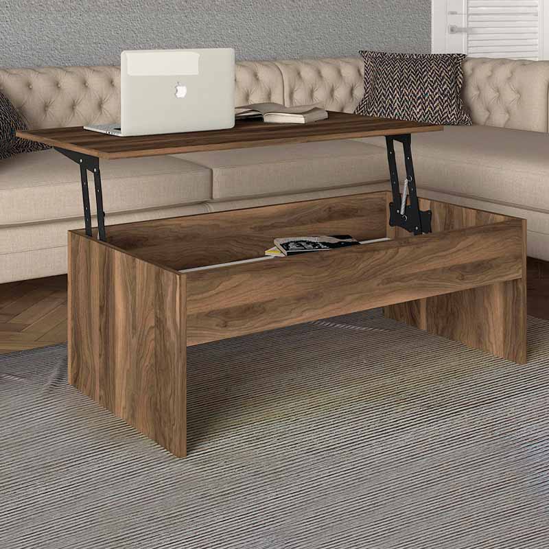 Τραπεζάκι σαλονιού με σερβιτόρο χρώμα καρυδί 3