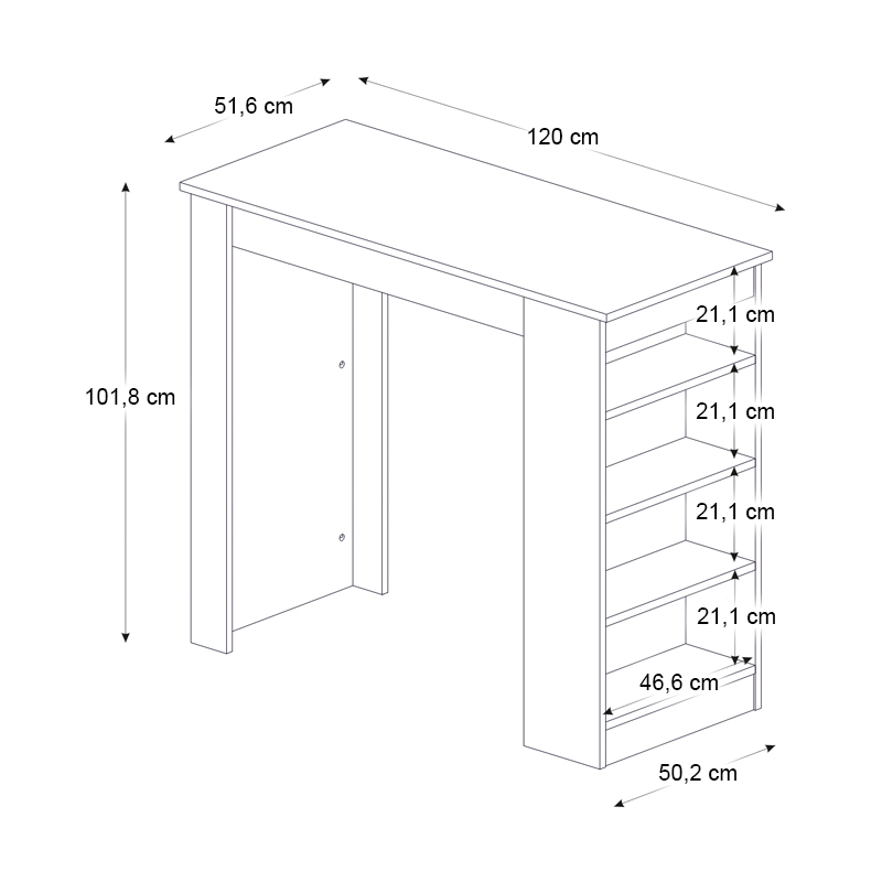 Τραπέζι μπαρ χρώμα λευκό - oak 4