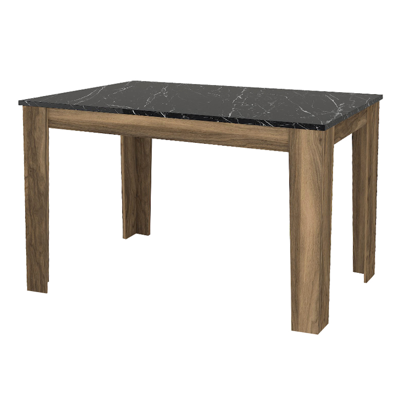 Τραπέζι χρώμα καρυδί - μαύρο εφέ μαρμάρου 3