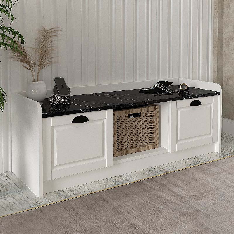 Παπουτσοθήκη χρώμα λευκό - μαύρο εφέ μαρμάρου