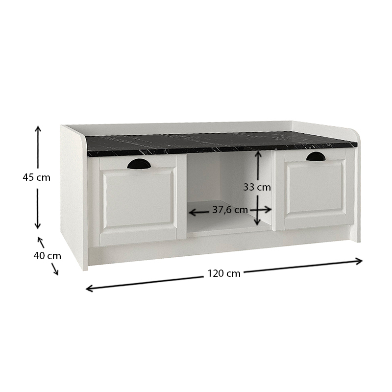 Παπουτσοθήκη χρώμα λευκό - μαύρο εφέ μαρμάρου 5