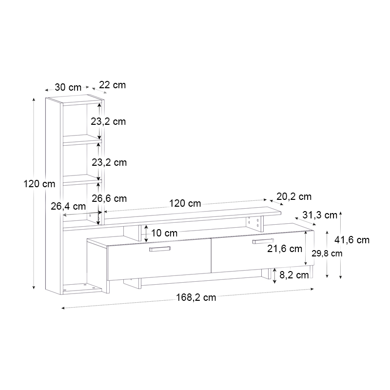 Σύνθεση τηλεόρασης με LED χρώμα λευκό 5