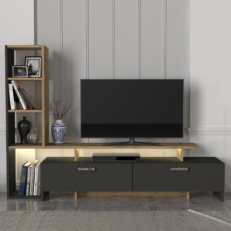 Σύνθεση τηλεόρασης με LED χρώμα ανθρακί - oak 3