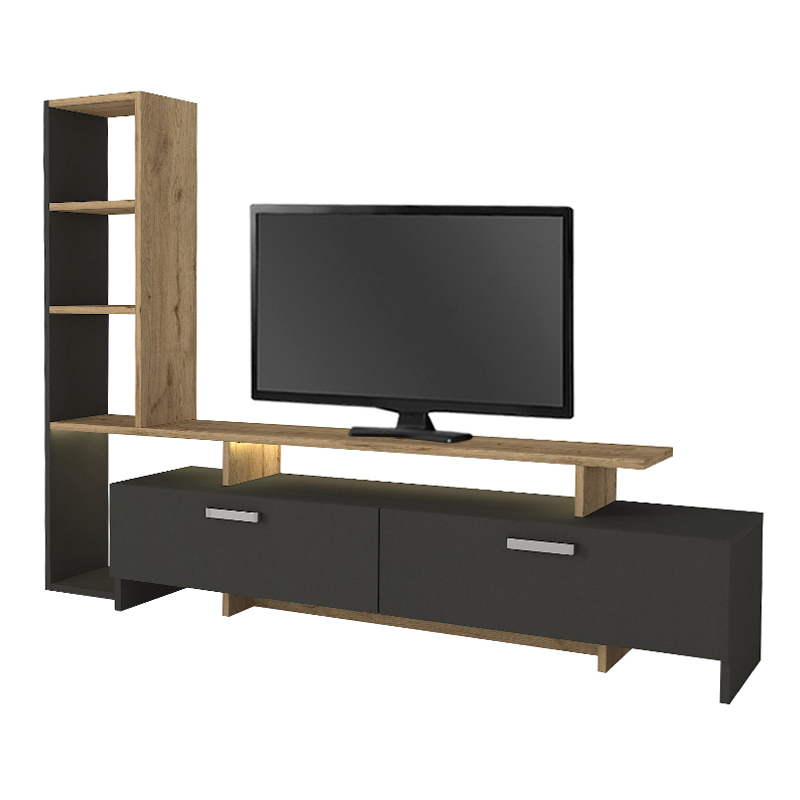 Σύνθεση τηλεόρασης με LED χρώμα ανθρακί - oak 6