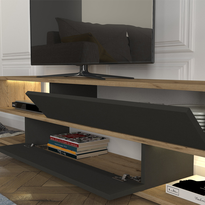 Σύνθεση τηλεόρασης με LED χρώμα oak - ανθρακί 4