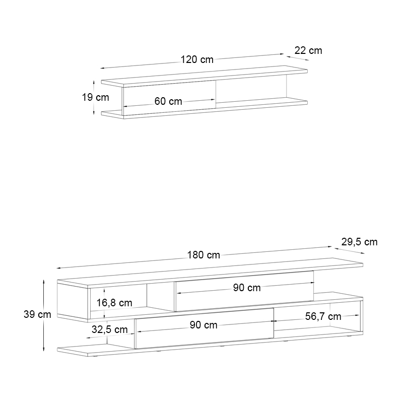 Σύνθεση τηλεόρασης με LED χρώμα oak - ανθρακί 6