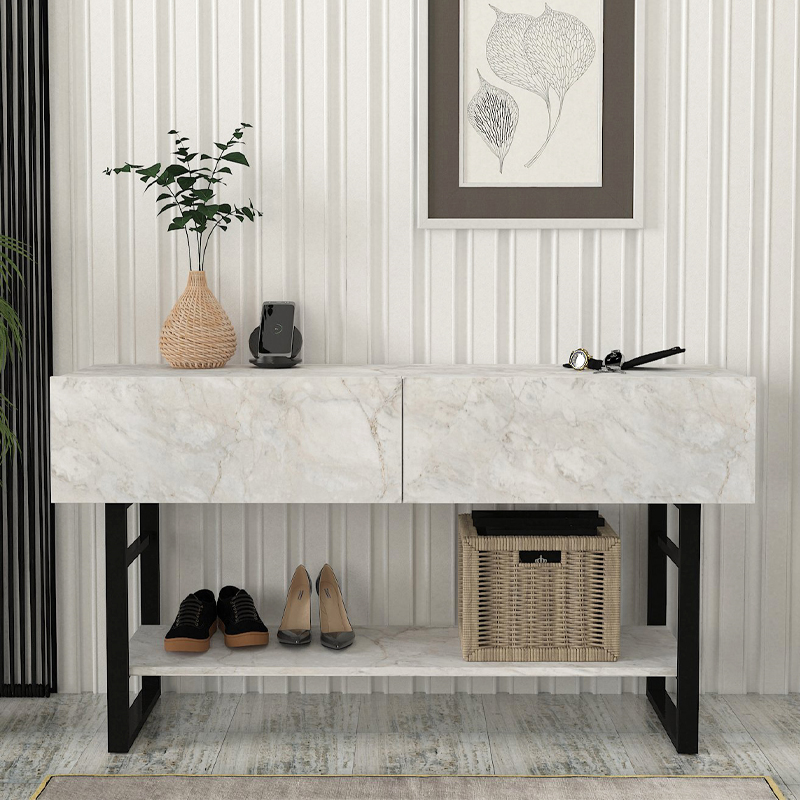 Κονσόλα χρώμα λευκό εφέ μαρμάρου 3