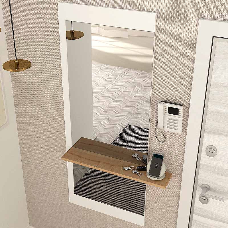 Καθρέπτης τοίχου Μegapap χρώμα λευκό 4