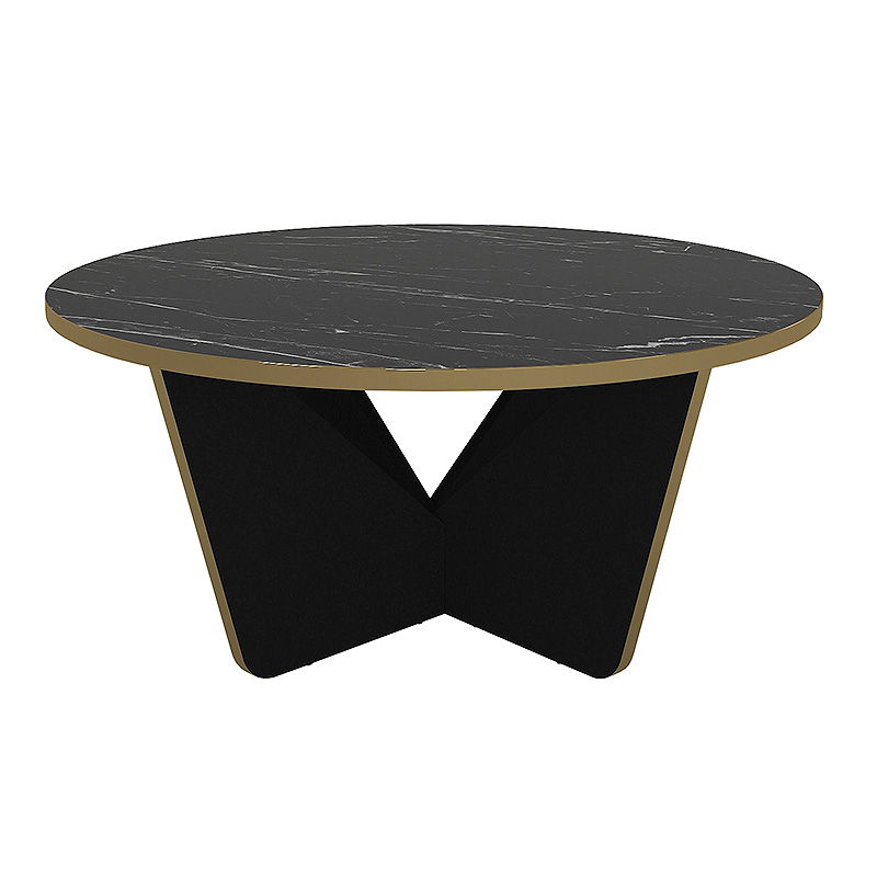 Τραπεζάκι σαλονιού χρώμα μαύρο εφέ μαρμάρου Ø75x35εκ. 3