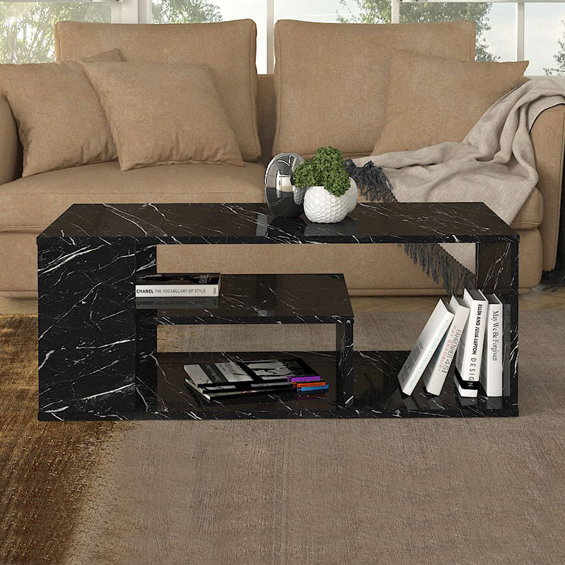 Τραπεζάκι σαλονιού χρώμα μαύρο εφέ μαρμάρου 3