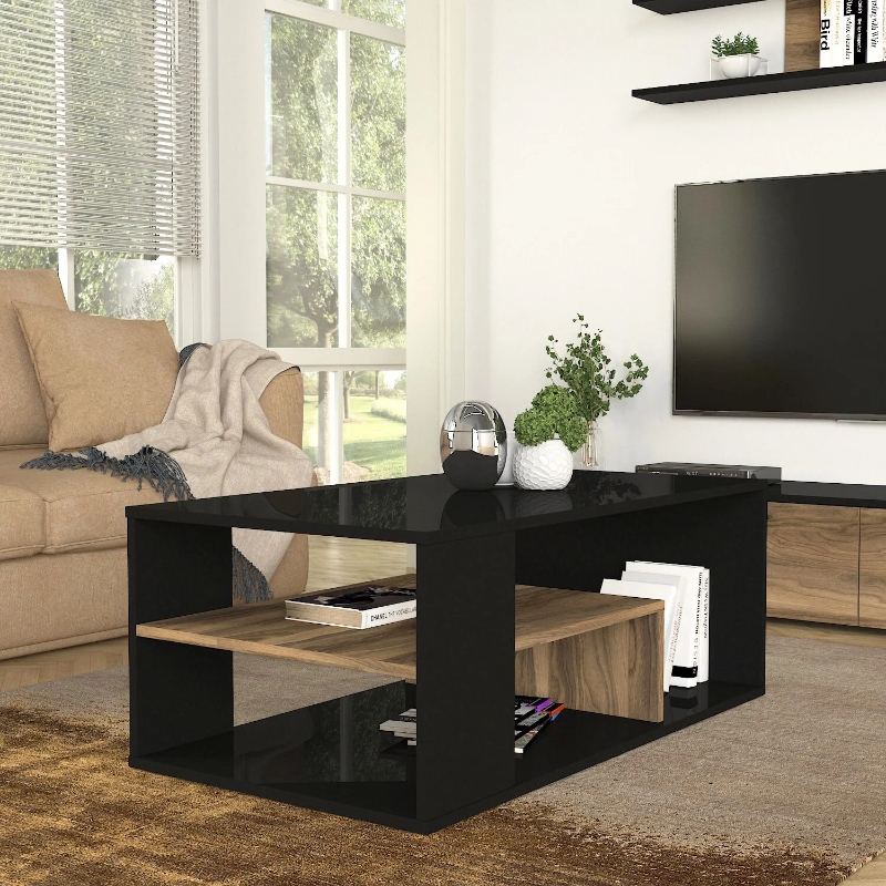 Τραπεζάκι σαλονιού χρώμα μαύρο - καρυδί 3