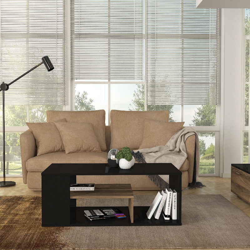 Τραπεζάκι σαλονιού χρώμα μαύρο - καρυδί 4