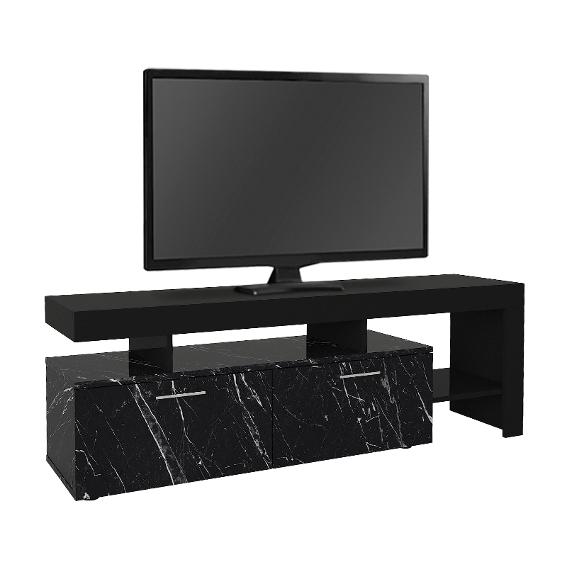 Έπιπλο τηλεόρασης χρώμα μαύρο - μαύρο εφέ μαρμάρου 5