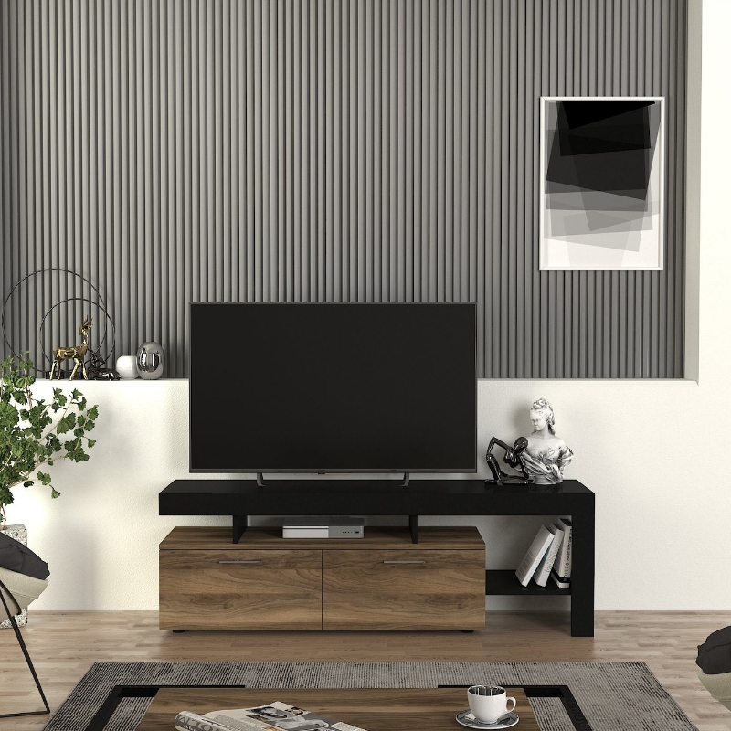 Έπιπλο τηλεόρασης χρώμα μαύρο - καρυδί 3