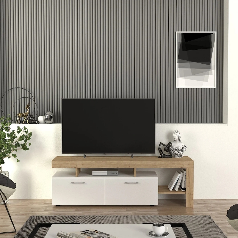 Έπιπλο τηλεόρασης χρώμα λευκό - oak 3