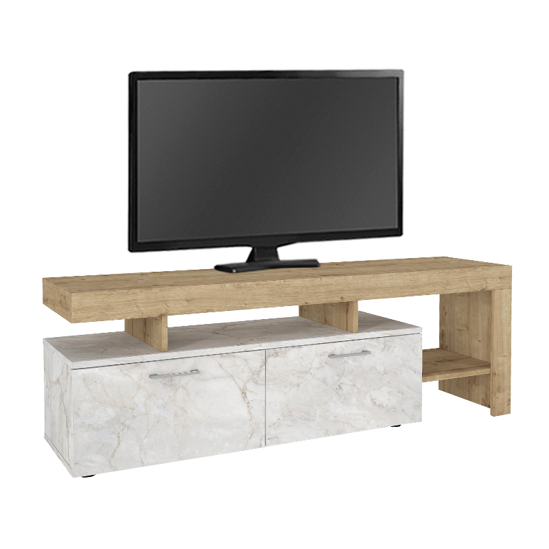 Έπιπλο τηλεόρασης χρώμα λευκό εφέ μαρμάρου - oak 5