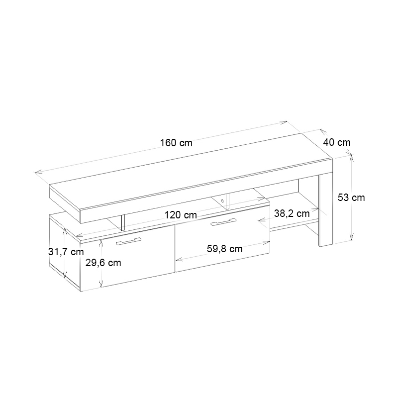 Έπιπλο τηλεόρασης χρώμα λευκό εφέ μαρμάρου - oak 6