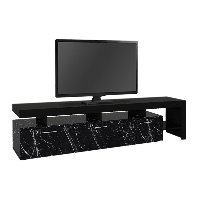 Έπιπλο τηλεόρασης χρώμα μαύρο - μαύρο εφέ μαρμάρου 5