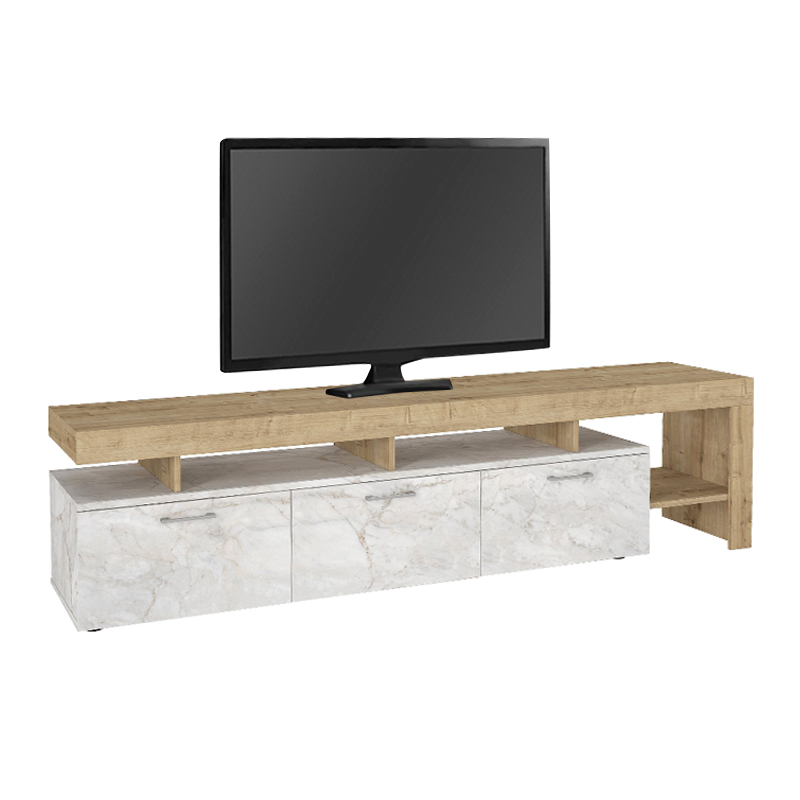 Έπιπλο τηλεόρασης χρώμα λευκό εφέ μαρμάρου - oak 7