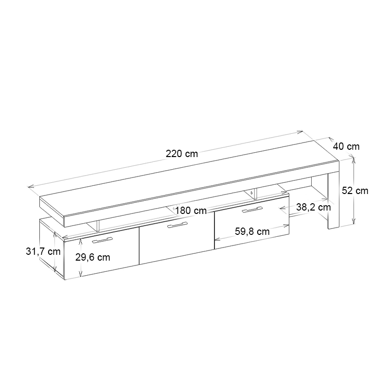 Έπιπλο τηλεόρασης χρώμα λευκό εφέ μαρμάρου - oak 8