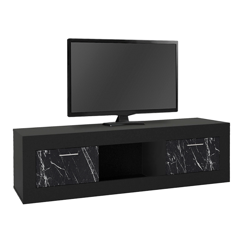 Έπιπλο τηλεόρασης χρώμα μαύρο - μαύρο εφέ μαρμάρου 5
