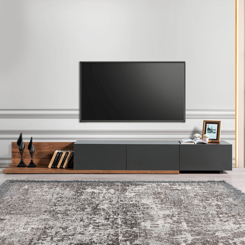 Έπιπλο τηλεόρασης επεκτεινόμενο χρώμα καρυδί - ανθρακί 5