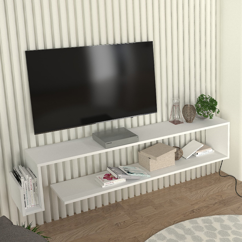 Έπιπλο τηλεόρασης επιτοίχιο χρώμα λευκό 3