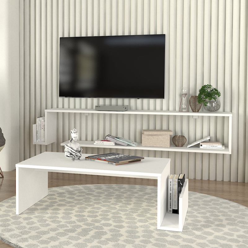 Έπιπλο τηλεόρασης επιτοίχιο χρώμα λευκό 4