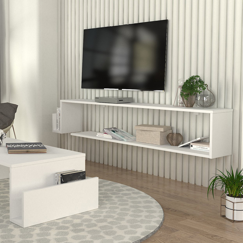 Έπιπλο τηλεόρασης επιτοίχιο χρώμα λευκό 5