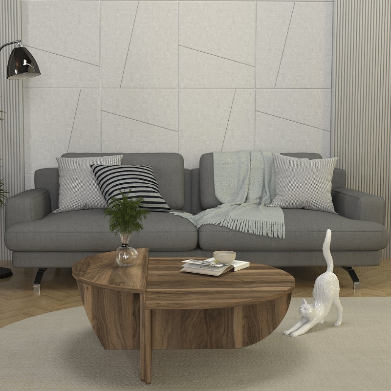 Τραπεζάκι σαλονιού χρώμα καρυδί Ø85x35εκ. 3