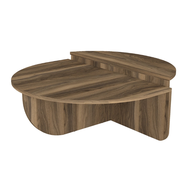 Τραπεζάκι σαλονιού χρώμα καρυδί Ø85x35εκ. 4