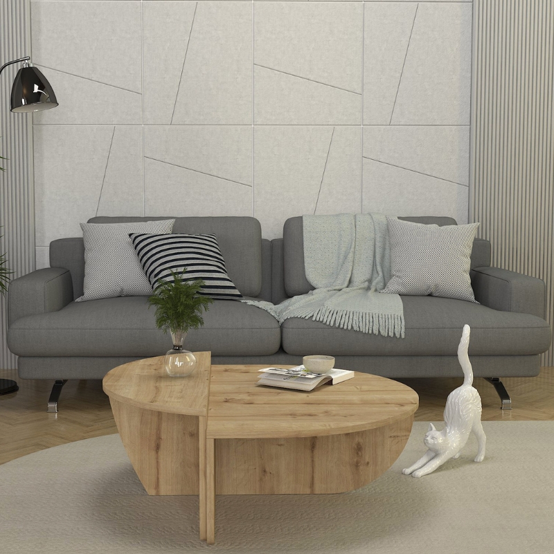 Τραπεζάκι σαλονιού χρώμα oak Ø85x35εκ. 3