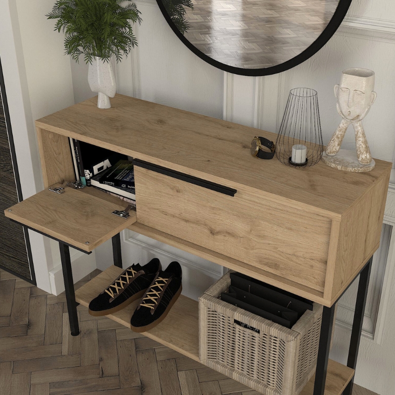 Κονσόλα με καθρέπτη χρώμα oak 4