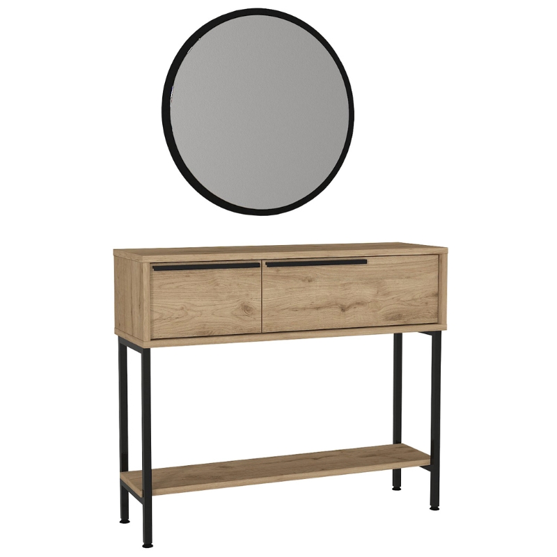 Κονσόλα με καθρέπτη χρώμα oak 6