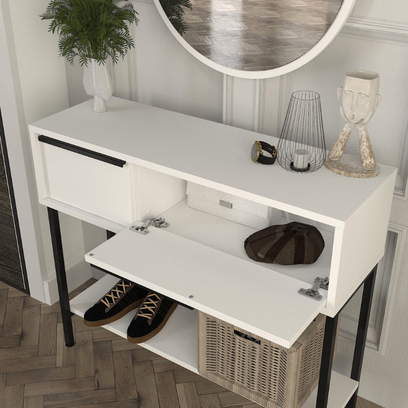 Κονσόλα με καθρέπτη χρώμα λευκό 3