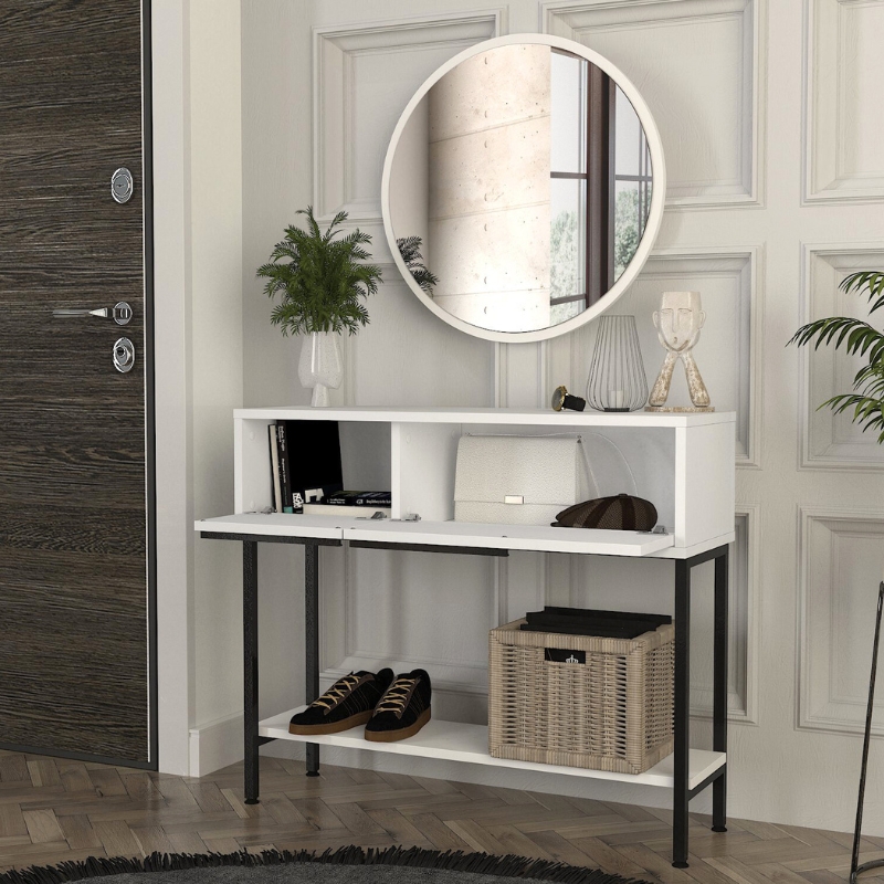 Κονσόλα με καθρέπτη χρώμα λευκό 5