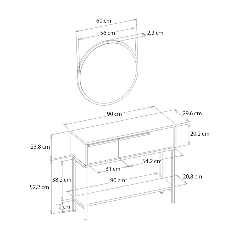 Κονσόλα με καθρέπτη χρώμα λευκό 8