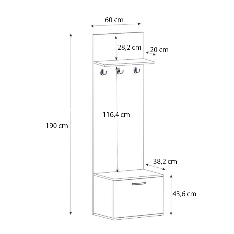 Έπιπλο εισόδου χρώμα oak 8