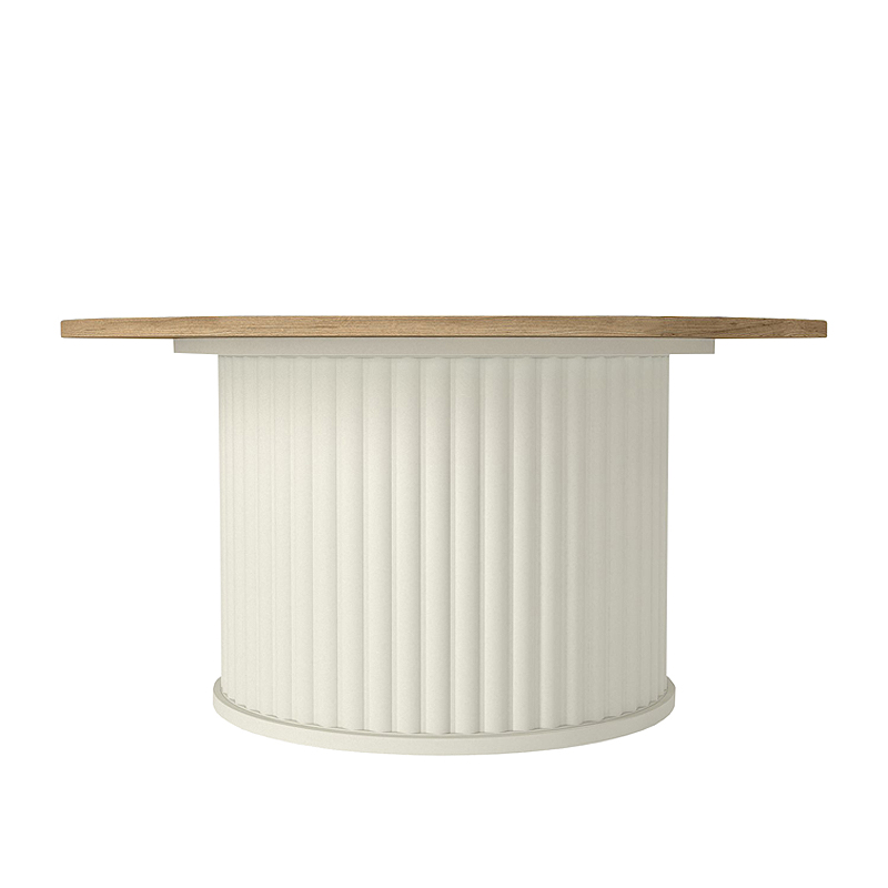 Τραπεζάκι σαλονιού χρώμα ivory - oak Ø85x43,2εκ. 4