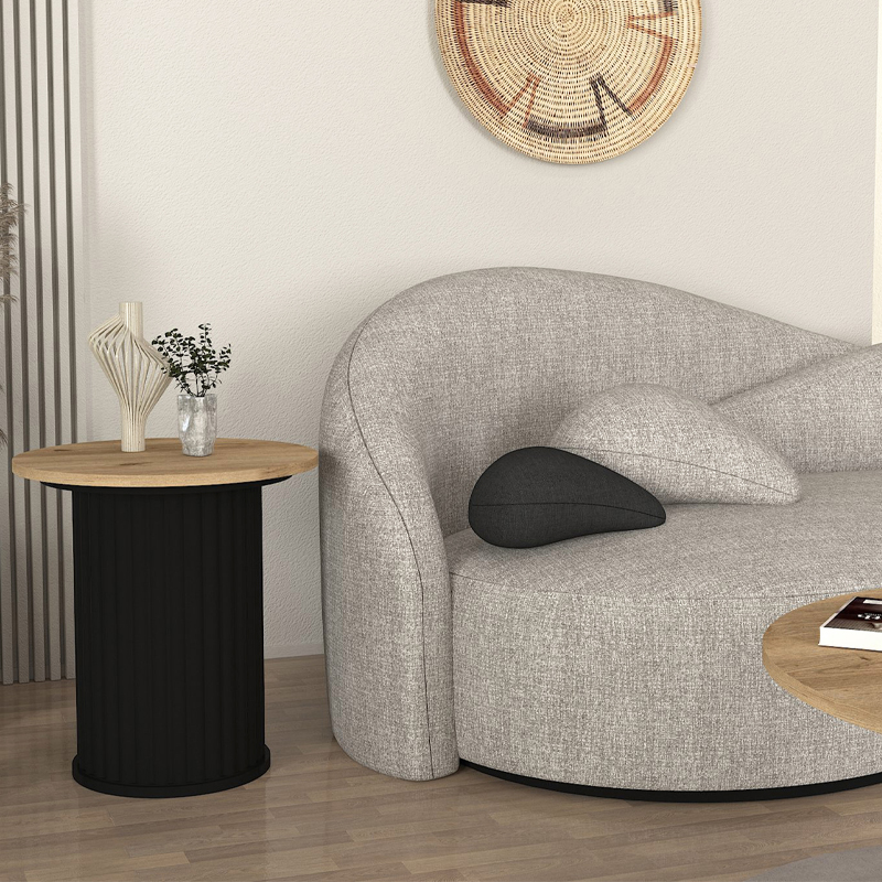 Τραπεζάκι βοηθητικό χρώμα μαύρο - oak Ø50x53,2εκ. 3