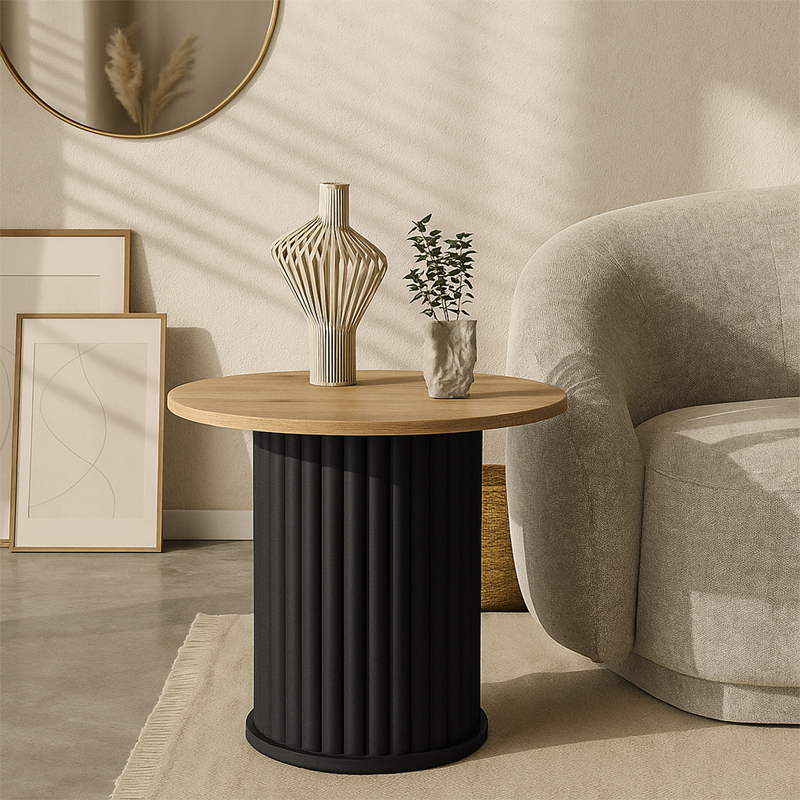 Τραπεζάκι βοηθητικό χρώμα μαύρο - oak Ø50x53,2εκ. 4